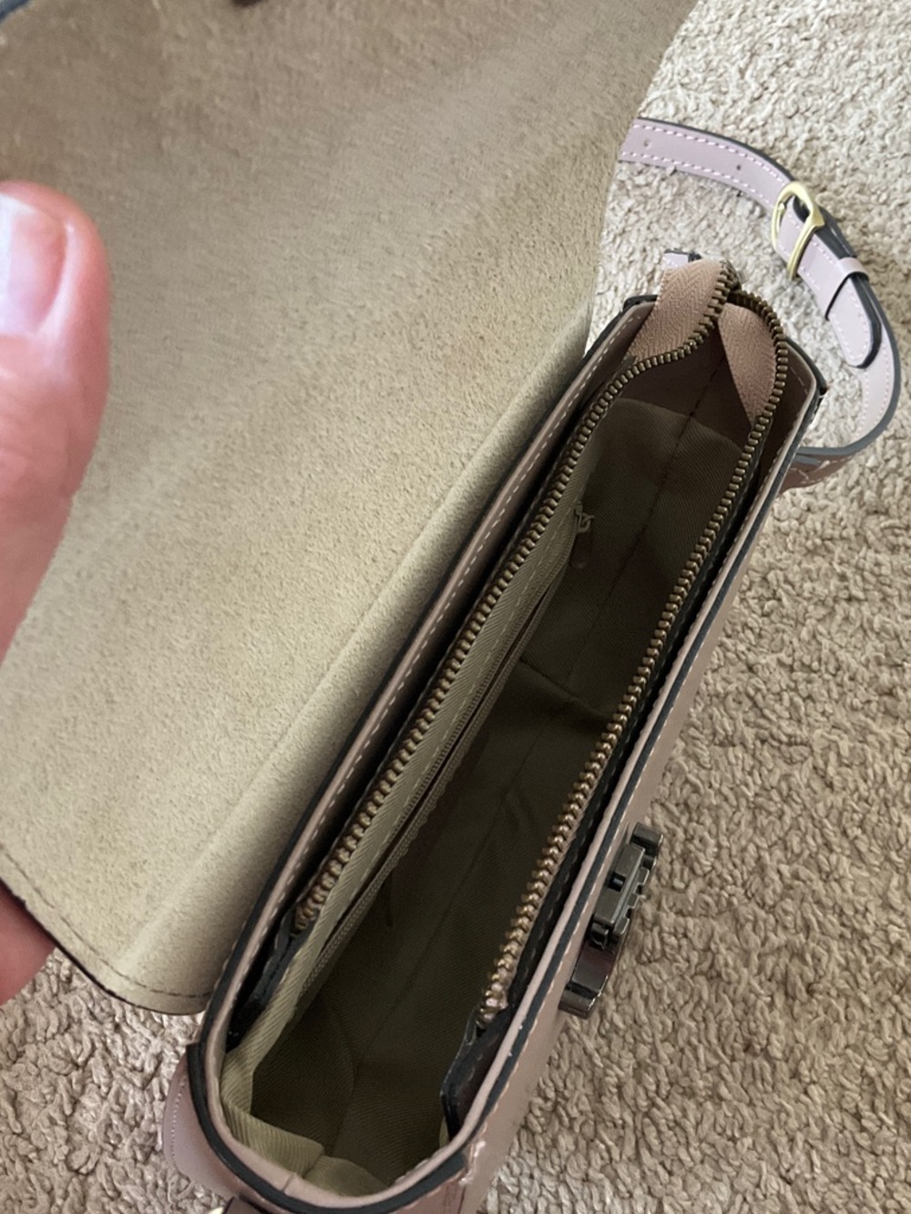 Taupe Leather Crossbody Bag - Picture 8 of 12